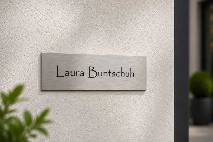 Edelstahlschild / Türschild / Briefkastenschild aus Edelstahl V2A