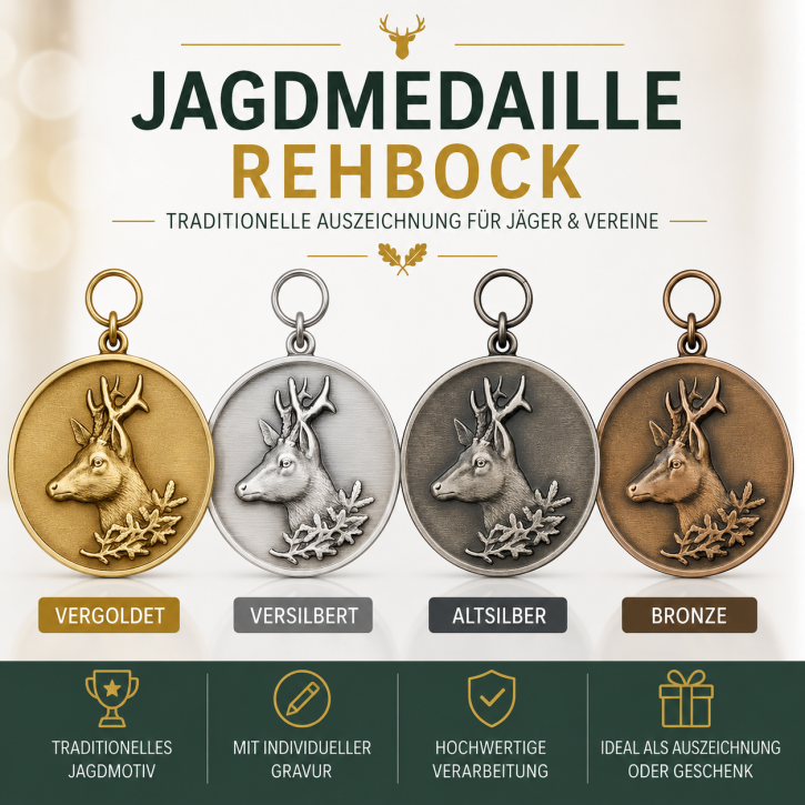 Jagdorden / Jagdmedaille „Rehbock“ – DEUMER Ø 39 mm