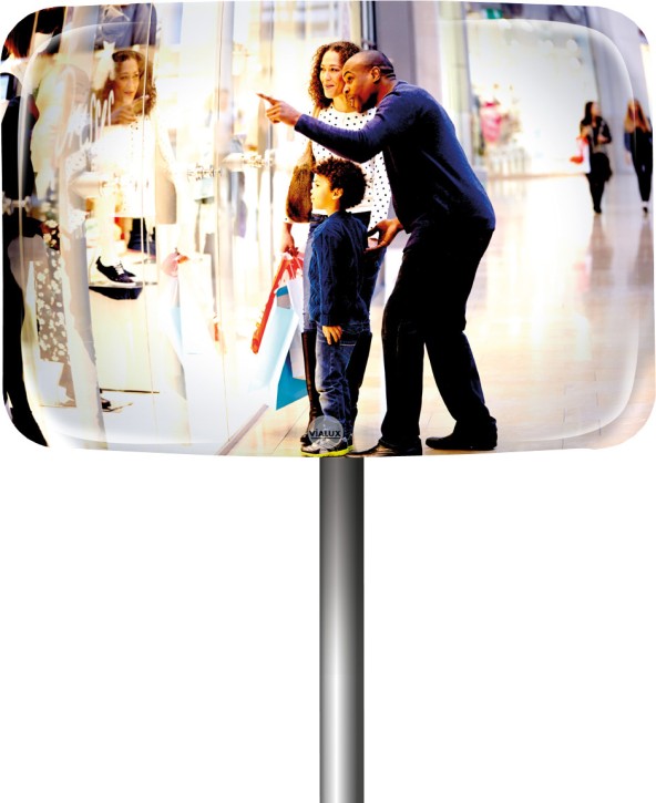 Vialux110® Standardüberwachungsspiegel / Ladenspiegel - Kleinformat 600 x 400 mm Beobachtungsabstand 12 Meter / Feste Halterung Vialux110® Standardüberwachungsspiegel / Ladenspiegel - Kleinformat 600 x 400 mm Beobachtungsabstand 12 Meter / Feste Halterung