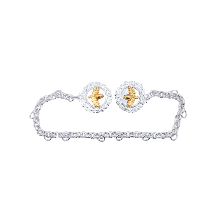 Ordenskette für Schützenorden | versilbert | für bis zu 10 Orden | Länge 34 cm