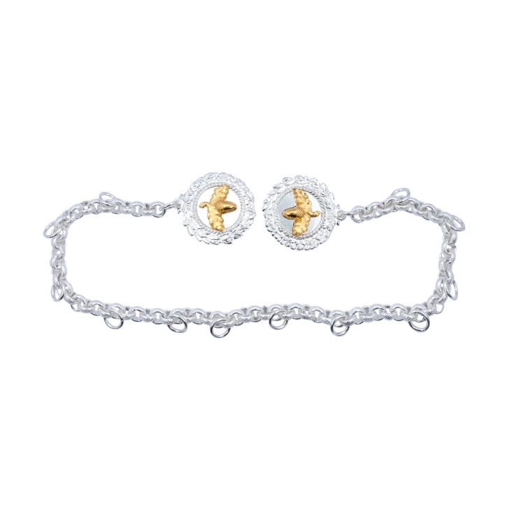 Ordenskette für Schützenorden | versilbert | für bis zu 12 Orden | Länge 37 cm