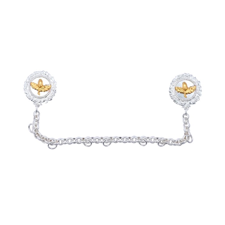 Ordenskette für Schützenorden | versilbert | für bis zu 7 Orden | Länge 26 cm