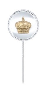 Schützen Pfänder / Abzeichen "Krone" versilbert / Abzeichen mit langer Nadel 12904-22