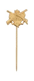 Schützen-Auflage / Schützenabzeichen – Original DEUMER 12954 mit langer Nadel / vergoldet