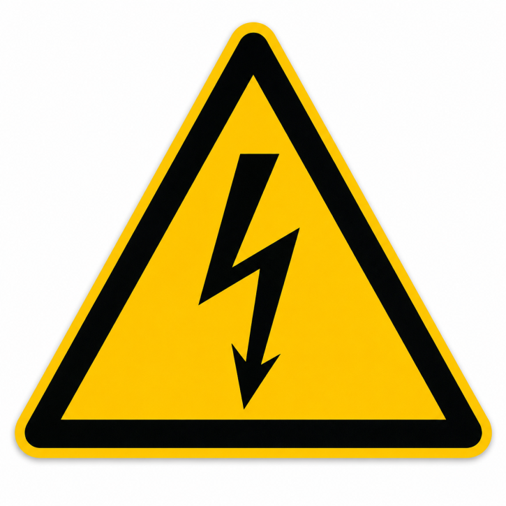Warnschild „Warnung vor elektrischer Spannung“ nach DIN EN ISO 7010 (W012) Warnschild „Warnung vor elektrischer Spannung“ nach DIN EN ISO 7010 (W012)