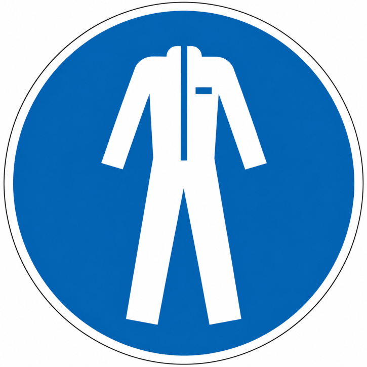 Gebotsschild „Schutzkleidung tragen“ M010 – Folienaufkleber Ø 100 oder 200 mm