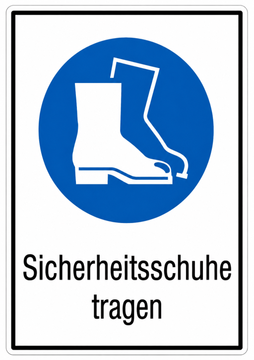 Kombischild „Sicherheitsschuhe tragen“ M008 – Folienaufkleber 131 × 185 mm