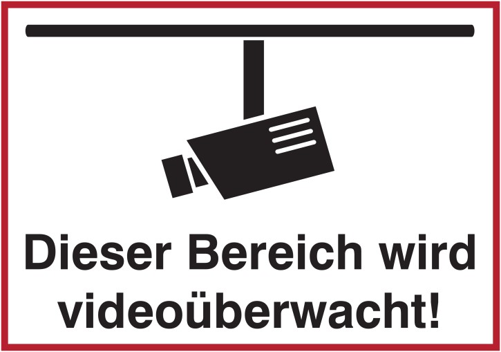 Videoüberwachung Folienaufkleber 148 x 105 mm WEISS