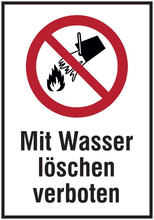 Verbotsschild "Mit Wasser löschen verboten"  131 x 185 mm
