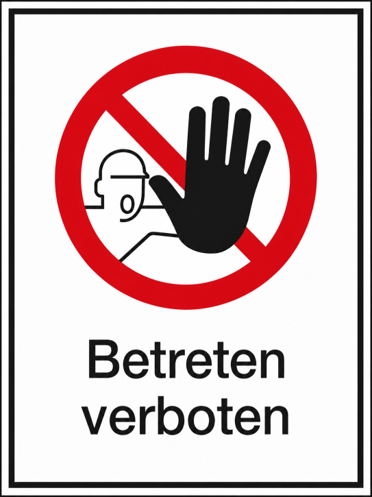 Kombi-Verbotsschild „Betreten verboten" – Folienaufkleber 131 × 185 mm Kombi-Verbotsschild „Betreten verboten" – Folienaufkleber 131 × 185 mm