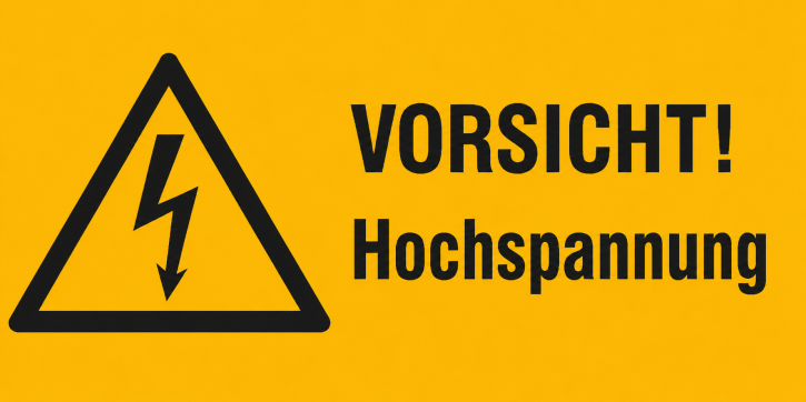 Warnschild „Vorsicht! Hochspannung" – Folienaufkleber 131 × 65 mm