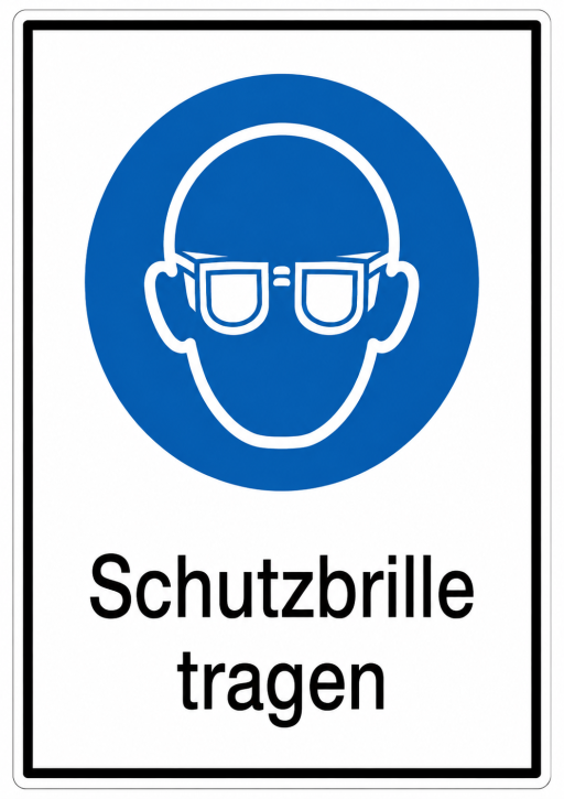 Kombischild „Schutzbrille tragen“ M004 – Folienaufkleber 131 × 185 mm