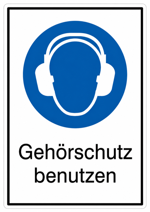 Kombischild „Gehörschutz benutzen“ M003 – Folienaufkleber 131 × 185 mm