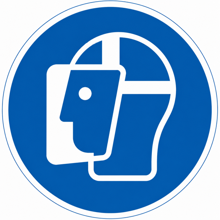 Gebotsschild „Gesichtsschutz benutzen“ M013 – Folienaufkleber Ø 100 mm Gebotsschild „Gesichtsschutz benutzen“ M013 – Folienaufkleber Ø 100 mm
