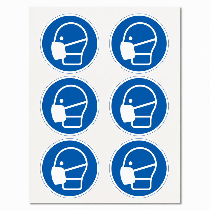 Gebotsschild "Maske / Mundschutz" Folienschild Ø 50 mm M016-50 mm