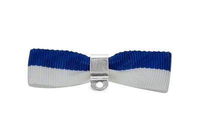 Befestigung für Orden & Medaillen – Bandschleife mit Sicherheitsnadel AZURBLAU-WEISS