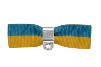 Befestigung für Orden & Medaillen – Bandschleife mit Sicherheitsnadel BLAU-GELB