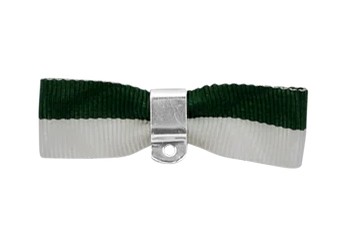 Befestigung für Orden & Medaillen – Bandschleife mit Sicherheitsnadel PETROL-WEISS
