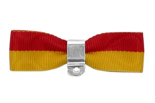 Befestigung für Orden & Medaillen – Bandschleife mit Sicherheitsnadel ROT-GELB