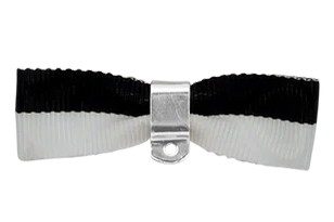 Befestigung für Orden & Medaillen – Bandschleife mit Sicherheitsnadel SCHWARZ-WEISS