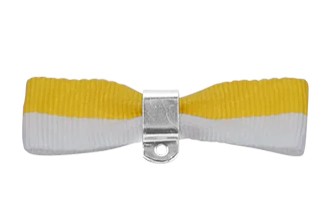 Befestigung für Orden & Medaillen – Bandschleife mit Sicherheitsnadel GELB-WEISS
