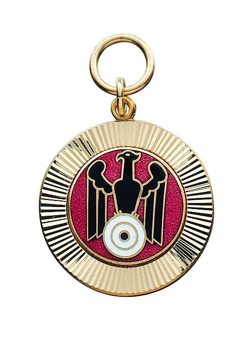 Goldener Anhänger „Zielscheibe mit Adler“ – 30 mm, vergoldet Goldener Anhänger „Zielscheibe mit Adler“ – 30 mm, vergoldet