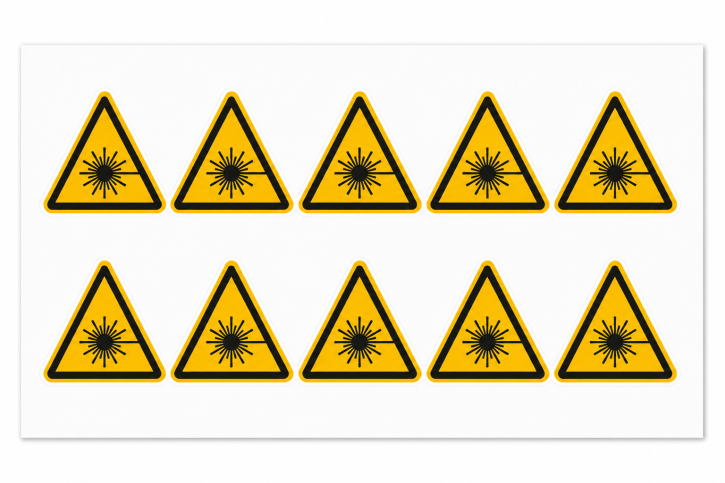 Warnschild "Warnung vor Laserstrahl" 50 mm / 10 Stück auf Bogen 30.0353