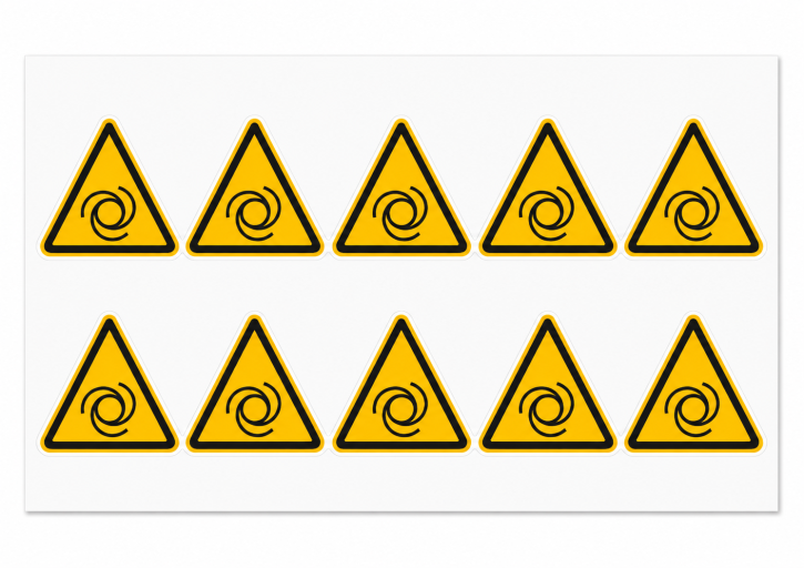 Warnschild "Warnung vor automatischem Anlauf" 50 mm / 10 Stück auf Bogen