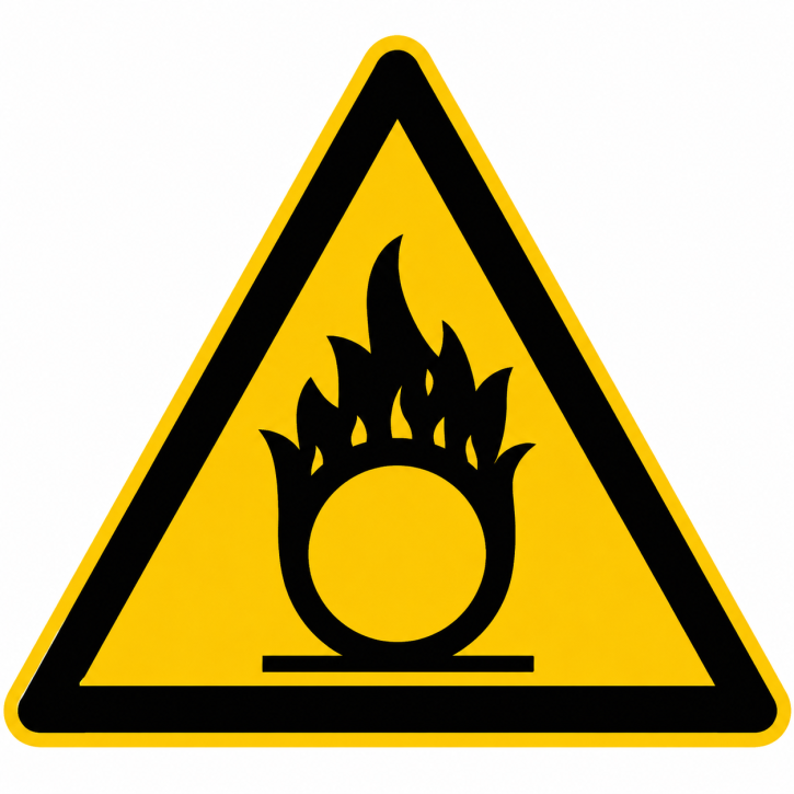 Warnschild „Warnung vor brandfördernden Stoffen" – ISO 7010 W021 Warnschild „Warnung vor brandfördernden Stoffen" – ISO 7010 W021