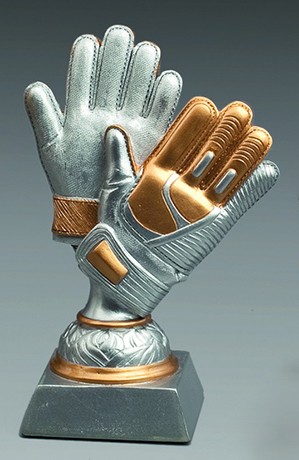 Torwart Handschuh mit Gravur – Fußball Torhüter Trophäe Resin 38702 - H. 170 mm