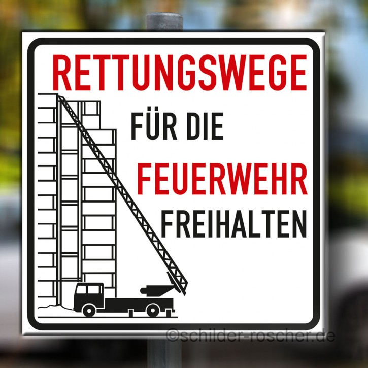 Schild Feuerwehrzufahrt - Rettungswege... freihalten Alu 500 x 500 x 3 mm 3900