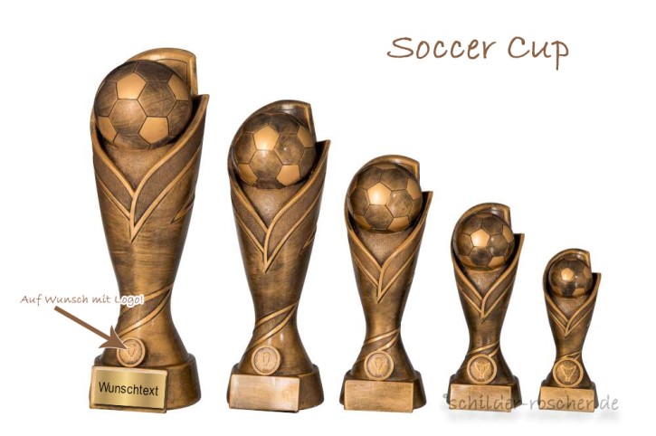 Fußballer Trophäe Soccer Cup aus Resin mit Gravur | 5 Größen