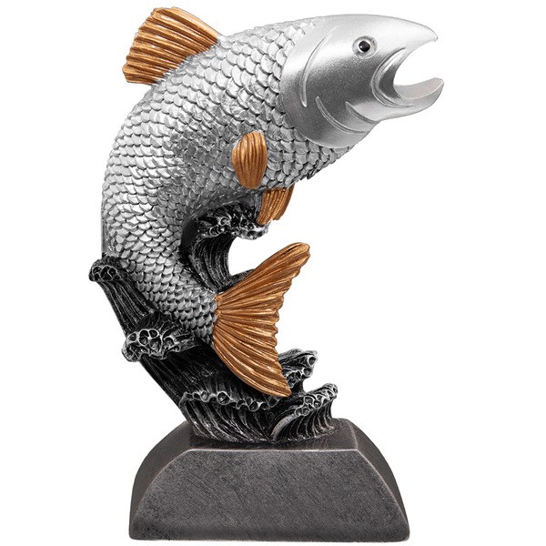 Resinfigur „Springender Fisch“ mit Gravur – Angler-Auszeichnung 131 mm