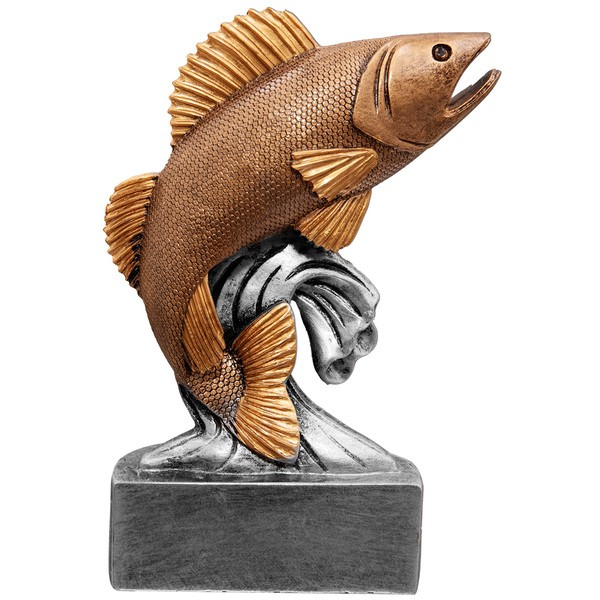 Resinfigur „Springender Fisch“ mit Gravur – Angler-Auszeichnung 113 mm