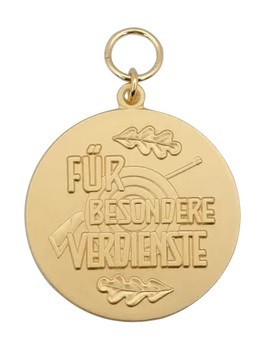 Medaille FÜR BESONDERE VERDIENSTE, Ø 39mm, vdergoldet, 40200-11-39