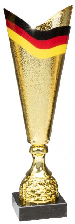 Eleganter Pokal schwarz-rot-gold "National" H 422 mm