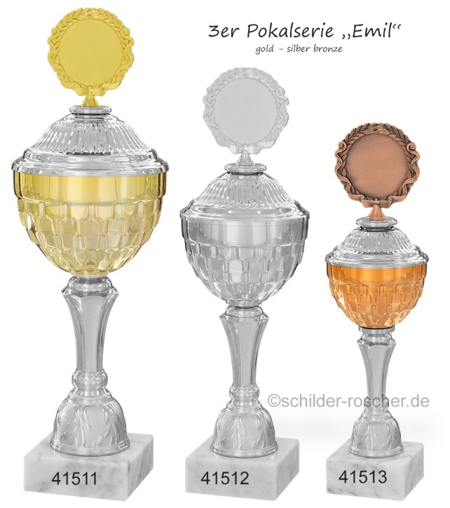 3er Pokal-Serie "EMIL" 41510 gold - silber - bronze