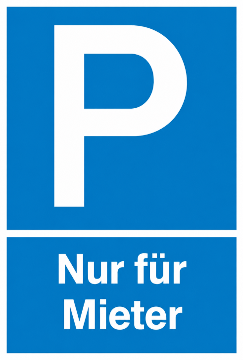 Parkplatzschild „Nur für Mieter“ | Symbol P | Kunststoff | 150 x 250 mm
