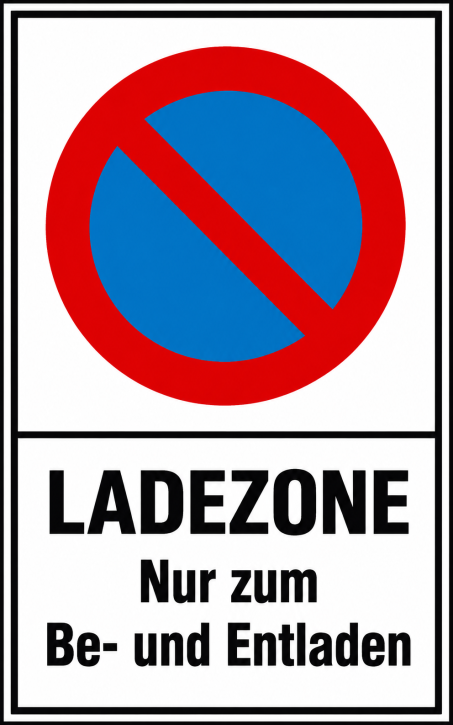Haltverbotschild „Ladezone“ | Kunststoff / PVC | 250 x 400 mm