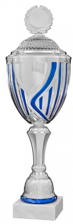 Einzelpokal XXL "EDUARD" silber-blau Höhe: 583 mm (41711)