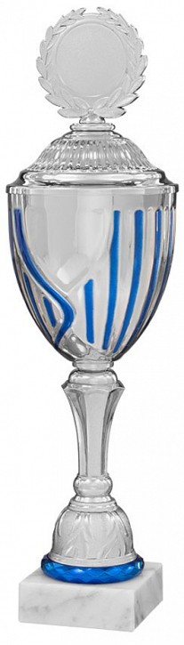 Einzelpokal "EDUARD" silber-blau Höhe: 432 mm (41714)