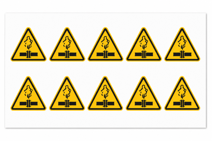 Warnschild „Achtung Hochdruck" – Folienaufkleber SL 50 mm / 10 Stück auf Bogen Warnschild „Achtung Hochdruck" – Folienaufkleber SL 50 mm / 10 Stück auf Bogen