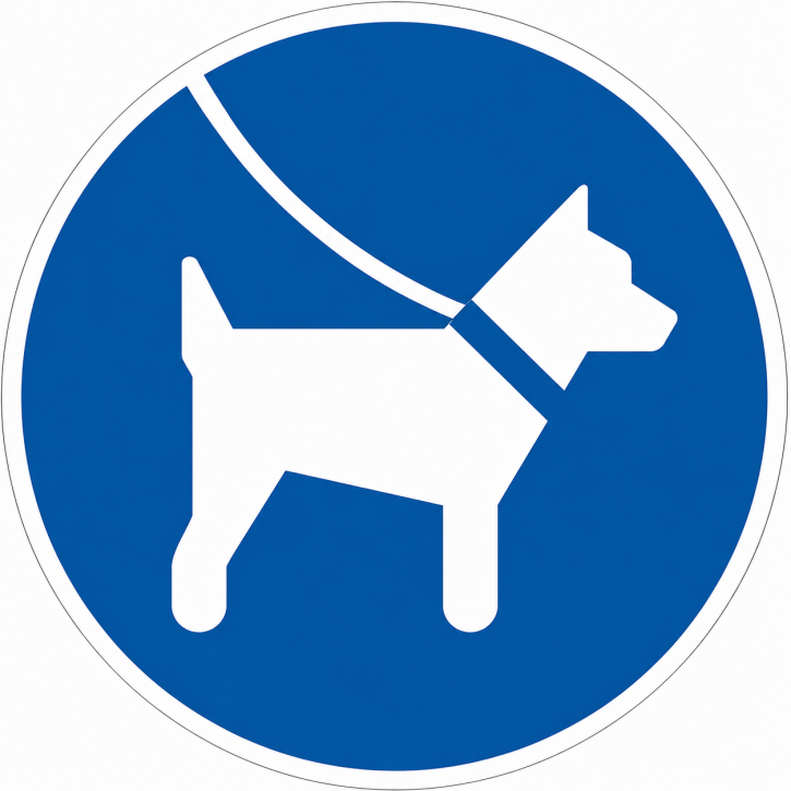Gebotsschild „Hunde anleinen“ – Ø 200 mm | Aluminium-Dibond oder Folie