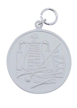 Medaille / Orden "Musik",  mit Öse & Ring Ø 39 mm, 54450-21-39 versilbert