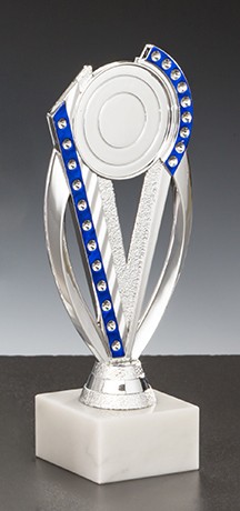Pokal Ständer-Trophäe Silber-Blau – 195 mm