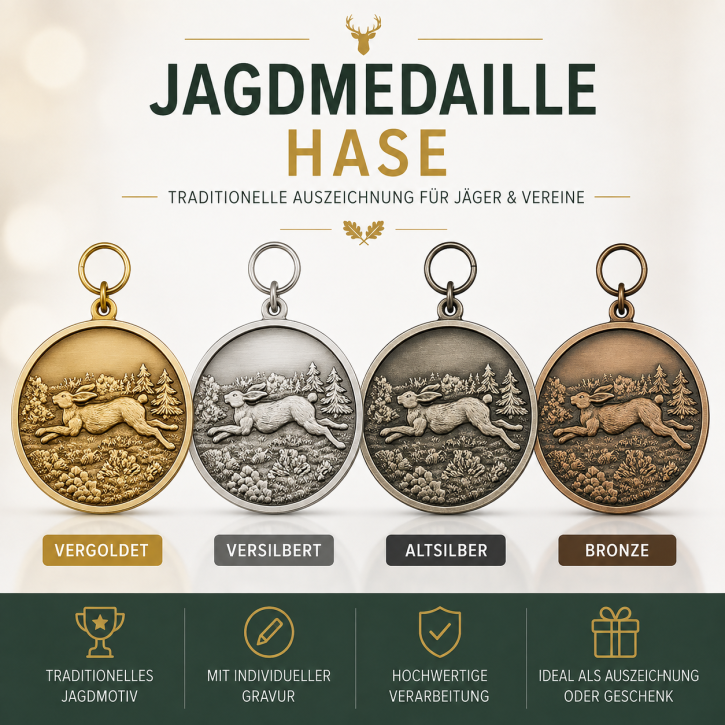 Medaille " Hase",  mit Öse & Ring Ø 39 mm, 54787