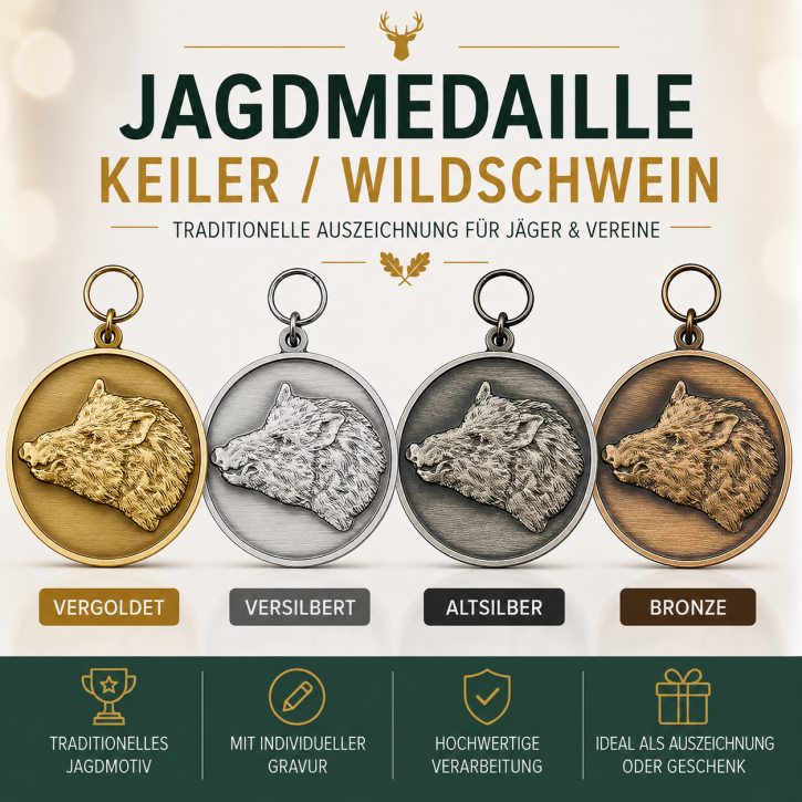 Medaille/Orden "Keiler",  mit Öse & Ring Ø 39 mm, 54788