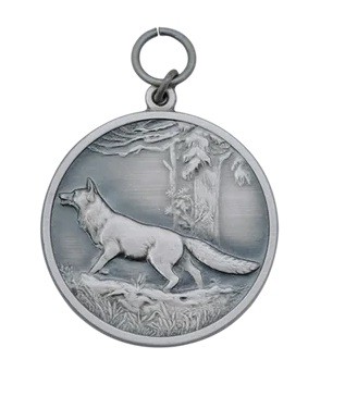 Medaille "Fuchs", altsilber mit Öse & Ring Ø 39 mm, 54789-31