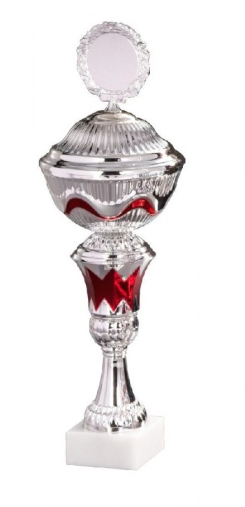 Einzelpokal "Laura" 57002 silber-rot / Höhe: 330 mm