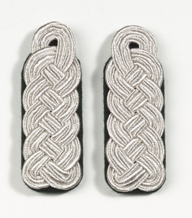 Schulterstücke geflochten, Paar, Textil, 110 x 41 mm, 58269 versilbert